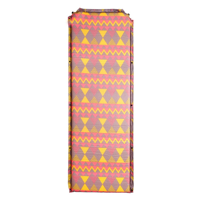 Double Air Hole Automatic Inflatable Pad Outdoor Camping Tent Pad Moisture-Proof Stitched Lunch Break Sleeping Pad(Red Yellow Printing)-garmade.com