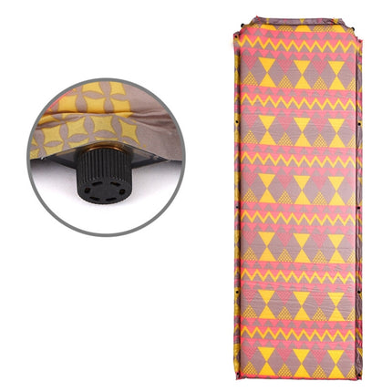 Double Air Hole Automatic Inflatable Pad Outdoor Camping Tent Pad Moisture-Proof Stitched Lunch Break Sleeping Pad(Red Yellow Printing)-garmade.com