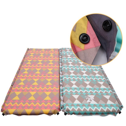 Double Air Hole Automatic Inflatable Pad Outdoor Camping Tent Pad Moisture-Proof Stitched Lunch Break Sleeping Pad(Red Yellow Printing)-garmade.com
