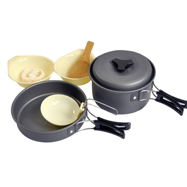Outdoor Cookware Camping Set 1-2 People Cookware Hard Thick Alumina Portable Picnic BBQ Nonstick-garmade.com