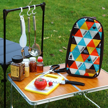 CLS 7-In-1 Outdoor 201 Stainless Steel Cookware Set Picnic Kitchenware Portable Handbag Picnic Bag(Triangle Pattern)-garmade.com