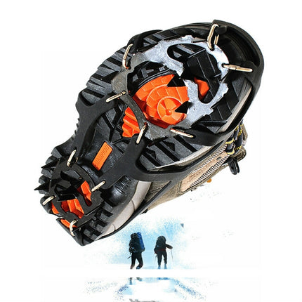 18 Teeth Silica Gel Steel Claw Ice Climbing on Foot Non-slip Mountaineering Foot Cover, One Pair(M (3742) )-garmade.com