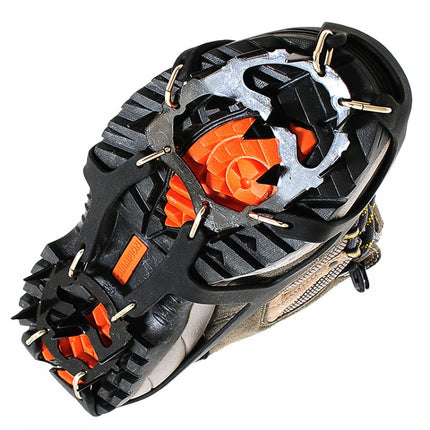 18 Teeth Silica Gel Steel Claw Ice Climbing on Foot Non-slip Mountaineering Foot Cover, One Pair(M (3742) )-garmade.com