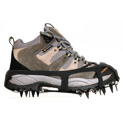 18 Teeth Silica Gel Steel Claw Ice Climbing on Foot Non-slip Mountaineering Foot Cover, One Pair(L (4346) )-garmade.com