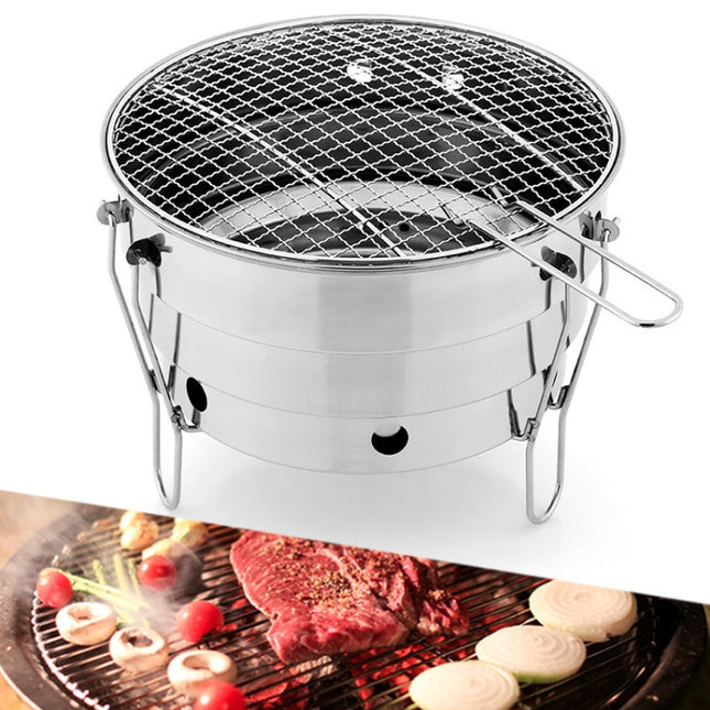 Small BBQ Outdoor Stainless Steel Portable BBQ Grilled Net Camping Picnic Charcoal Folding Oven-garmade.com