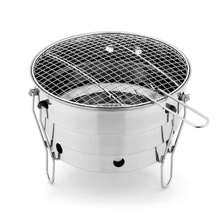 Small BBQ Outdoor Stainless Steel Portable BBQ Grilled Net Camping Picnic Charcoal Folding Oven-garmade.com