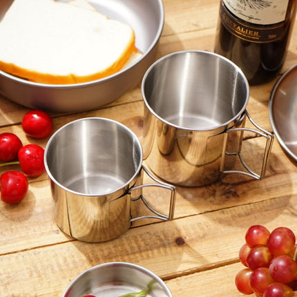 4 in 1 Outdoor 304 Stainless Steel Folding Cup Portable Cup Bowl Set-garmade.com