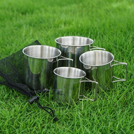 4 in 1 Outdoor 304 Stainless Steel Folding Cup Portable Cup Bowl Set-garmade.com