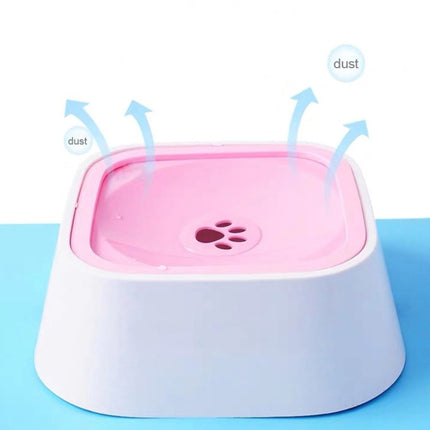 Pet Drinking Water Bowl Floating Not Wet Mouth Bowl Cat Dog Drinking Water Artifact(Pink)-garmade.com