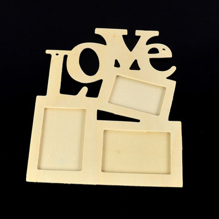 2 PCS Children DIY Wooden Siamese Letters White Embryo Snowflake Mud Photo Frame, Frame size: 19.5cmx16.5cm-garmade.com