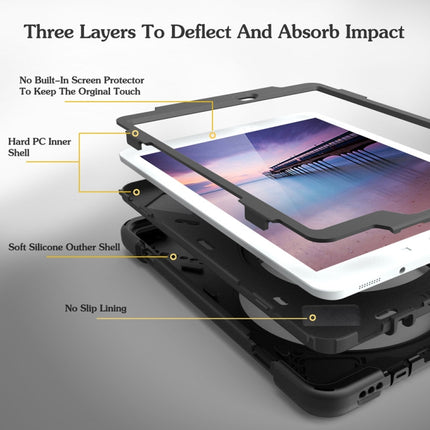 360 Degree Rotation Silicone Protective Cover with Holder and Hand Strap and Long Strap for iPad 9.7 (2017) & (2018)(Black)-garmade.com