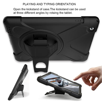 360 Degree Rotation Silicone Protective Cover with Holder and Hand Strap and Long Strap for iPad 5 / iPad Air(Black)-garmade.com