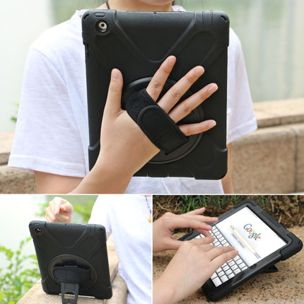 360 Degree Rotation Silicone Protective Cover with Holder and Hand Strap and Long Strap for iPad 2 / 3 / 4(Black)-garmade.com