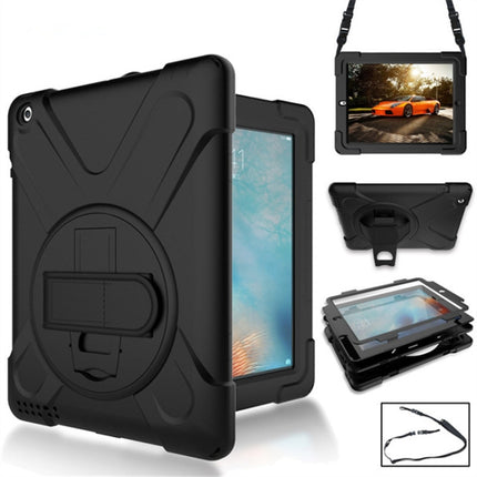 360 Degree Rotation Silicone Protective Cover with Holder and Hand Strap and Long Strap for iPad Pro Air 3 10.5 （2019）(Black)-garmade.com