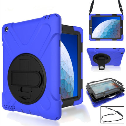 360 Degree Rotation Silicone Protective Cover with Holder and Hand Strap and Long Strap for iPad Pro Air 3 10.5 （2019）(Blue)-garmade.com