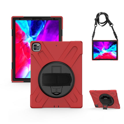 360 Degree Rotation Silicone + PC Case with Strap for iPad Pro 12.9 2018 (Red)-garmade.com