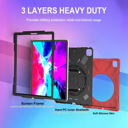360 Degree Rotation Silicone + PC Case with Strap for iPad Pro 12.9 2018 (Red)-garmade.com