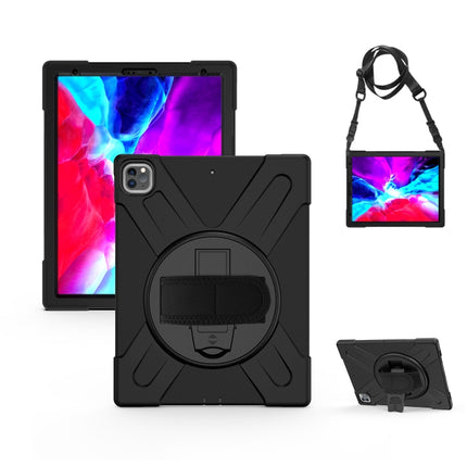 360 Degree Rotation Silicone + PC Case with Strap for iPad Pro 12.9 2018(Black)-garmade.com