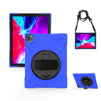 360 Degree Rotation Silicone + PC Case with Strap for iPad Pro 12.9 2018(Blue)-garmade.com