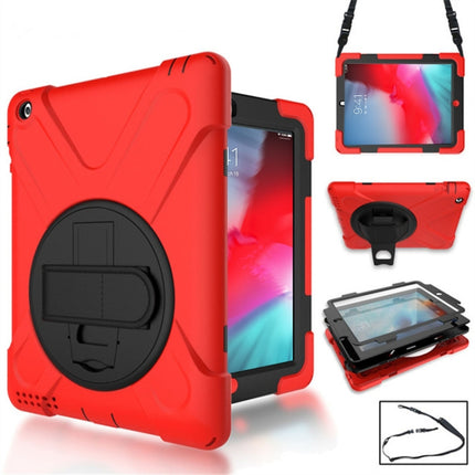 360 Degree Rotation Silicone Protective Cover with Holder and Hand Strap and Long Strap for iPad mini 5 (2019)(Red)-garmade.com