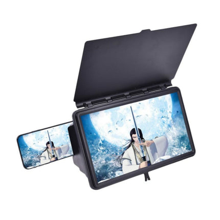 12 inch Anti-reflective Mobile Phone Magnifier Large Screen Projector 3D HD Video Amplifier(Black)-garmade.com