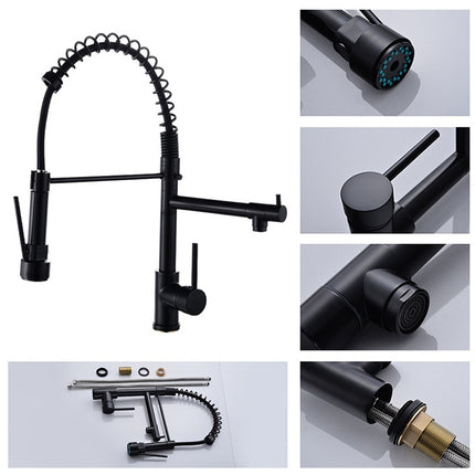 Multifunctional Cold Hot Water Tank Kitchen Spring Double Nozzle 360 Degree Rotary Tap-garmade.com