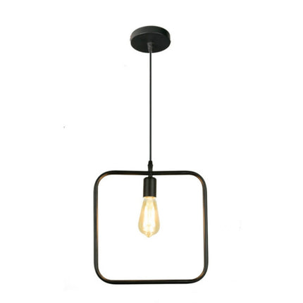 Simple and Creative Wrought Iron Geometric Chandelier Bar Exhibition Hall Clothing Store Restaurant Hotel Decorative Light without Light Bulb(Square)-garmade.com