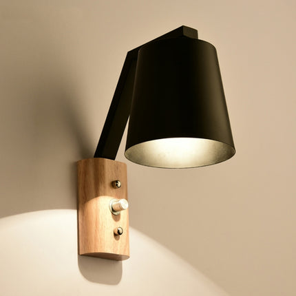 Creative Bedroom Study Bedside Balcony Aisle Porch Hotel Cafe Wood Wall Lamp Switch Light, Light Source:without Light Source(Black)-garmade.com