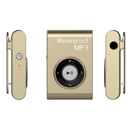 C26 IPX8 Waterproof Swimming Diving Sports MP3 Music Player with Clip & Earphone, Support FM, Memory:8GB(Gold)-garmade.com