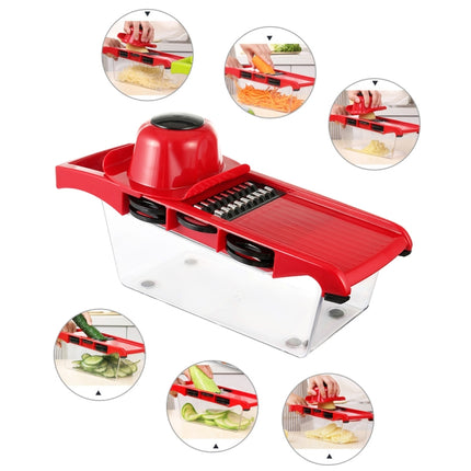 10 in 1 Multifuction Vegetable Cutter Stainless Steel Blade Manual Potato Onion Peeler Carrot Grater Dicer(Red)-garmade.com