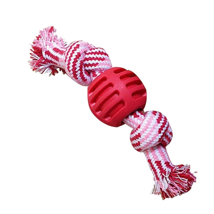 3 PCS Pet Dog Toys Chew Teeth Clean Outdoor Training Fun Playing Rope Ball(Red)-garmade.com