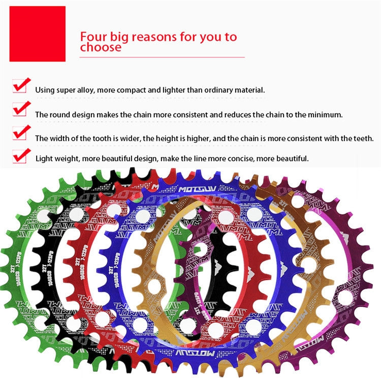 MOTSUV Narrow Wide Chainring MTB Bicycle 104BCD Tooth Plate Parts(Yellow)-garmade.com