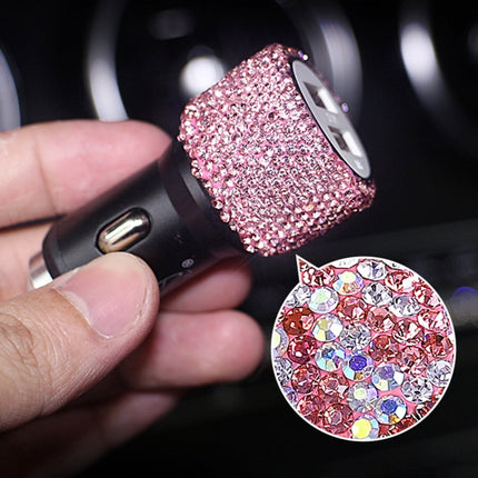 Diamond Car Dual USB Charge Mobile Phone Safety Hammer Charger(red red)-garmade.com