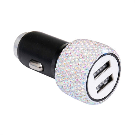 Diamond Car Dual USB Charge Mobile Phone Safety Hammer Charger(AB illusion)-garmade.com