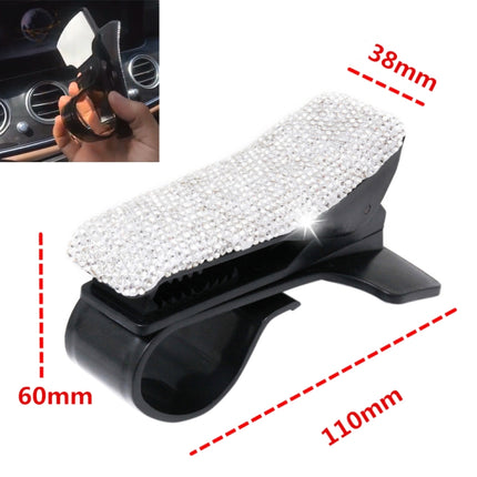 Diamond Car Phone Holder 360 Degree Rotating Creative Car Dashboard Mobile Holders(White)-garmade.com