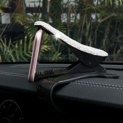 Diamond Car Phone Holder 360 Degree Rotating Creative Car Dashboard Mobile Holders(White)-garmade.com