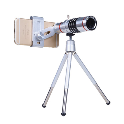 Outdoor Telescope Mobile Phone Accessories Shooting Telephoto Lens with Universal Metal Clip(12X)-garmade.com