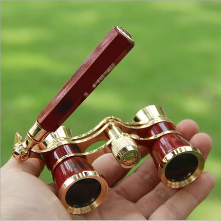 Metal 3 X 25 Lady With Handle Chrome Double Cylinder Telescope(Wine red )-garmade.com