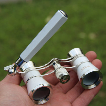 Metal 3 X 25 Lady With Handle Chrome Double Cylinder Telescope( Pearl white )-garmade.com