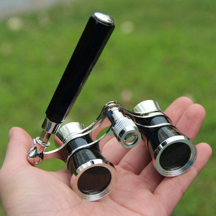 Metal 3 X 25 Lady With Handle Chrome Double Cylinder Telescope( Pearl white )-garmade.com
