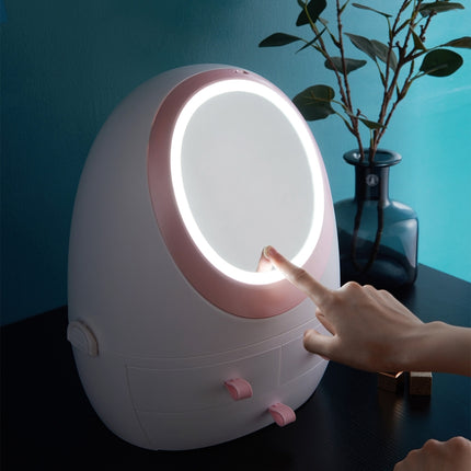 Desktop Dustproof Portable Cosmetic Storage Box With Mirror, Colour: White Single Mirror-garmade.com