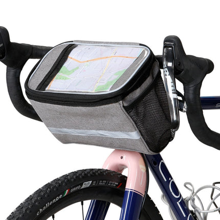 SAHOO 11002-SA Bicycle Head Bag Mountain Bike Bicycle Front Handle Bag Built-In Aluminum Foil Can Keep Warm And Cold(Gray)-garmade.com