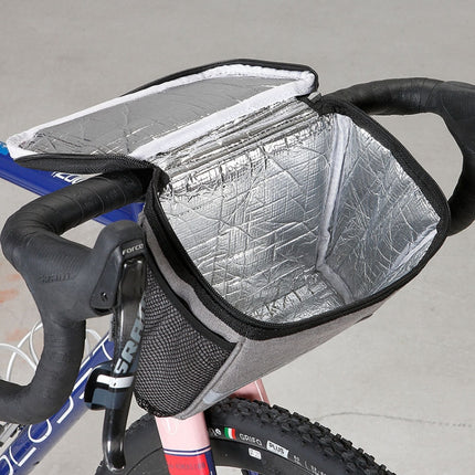 SAHOO 11002-SA Bicycle Head Bag Mountain Bike Bicycle Front Handle Bag Built-In Aluminum Foil Can Keep Warm And Cold(Gray)-garmade.com