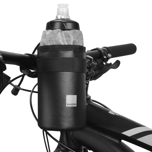 SAHOO 0.5L Bicycle Thermal Insulation Polyester Water Bottle Chartered Front Bag(Black )-garmade.com