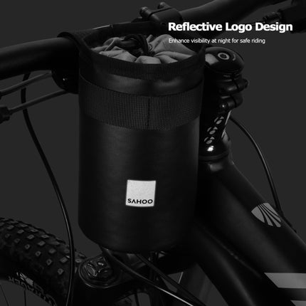SAHOO 0.5L Bicycle Thermal Insulation Polyester Water Bottle Chartered Front Bag(Black )-garmade.com