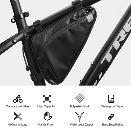 Shark Tiger Bicycle Front Beam Wax Polyester Triangle Bag, Size: 1.5L(Black )-garmade.com