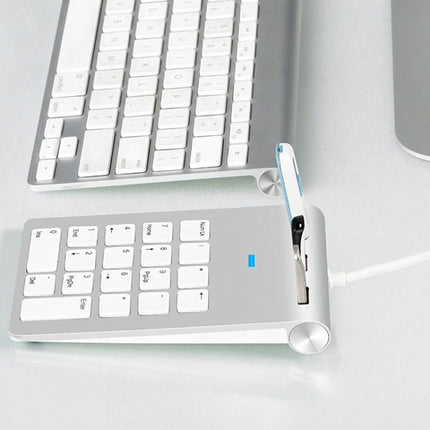 18 Keys USB 2.0 Financial Numeric Keypad Multifunctional HUB Card Reader(Silver Gray)-garmade.com