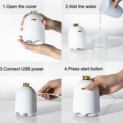 Crown Duck Style USB Ultrasonic Air Humidifier LED Light Aroma Essential Oil Diffuser(Yellow)-garmade.com