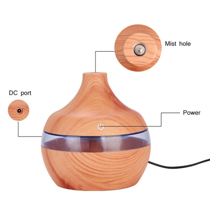 300ML Waterdrop Shape USB Wood Grain Aromatherapy Air Purifier Mute Humidifier, Color: Deep Wood Grain-garmade.com