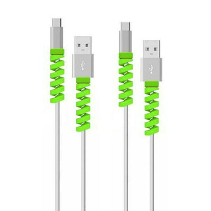 Spiral Style Silicone Data Cable Protective Cover Anti-wire Break Winder(Green)-garmade.com